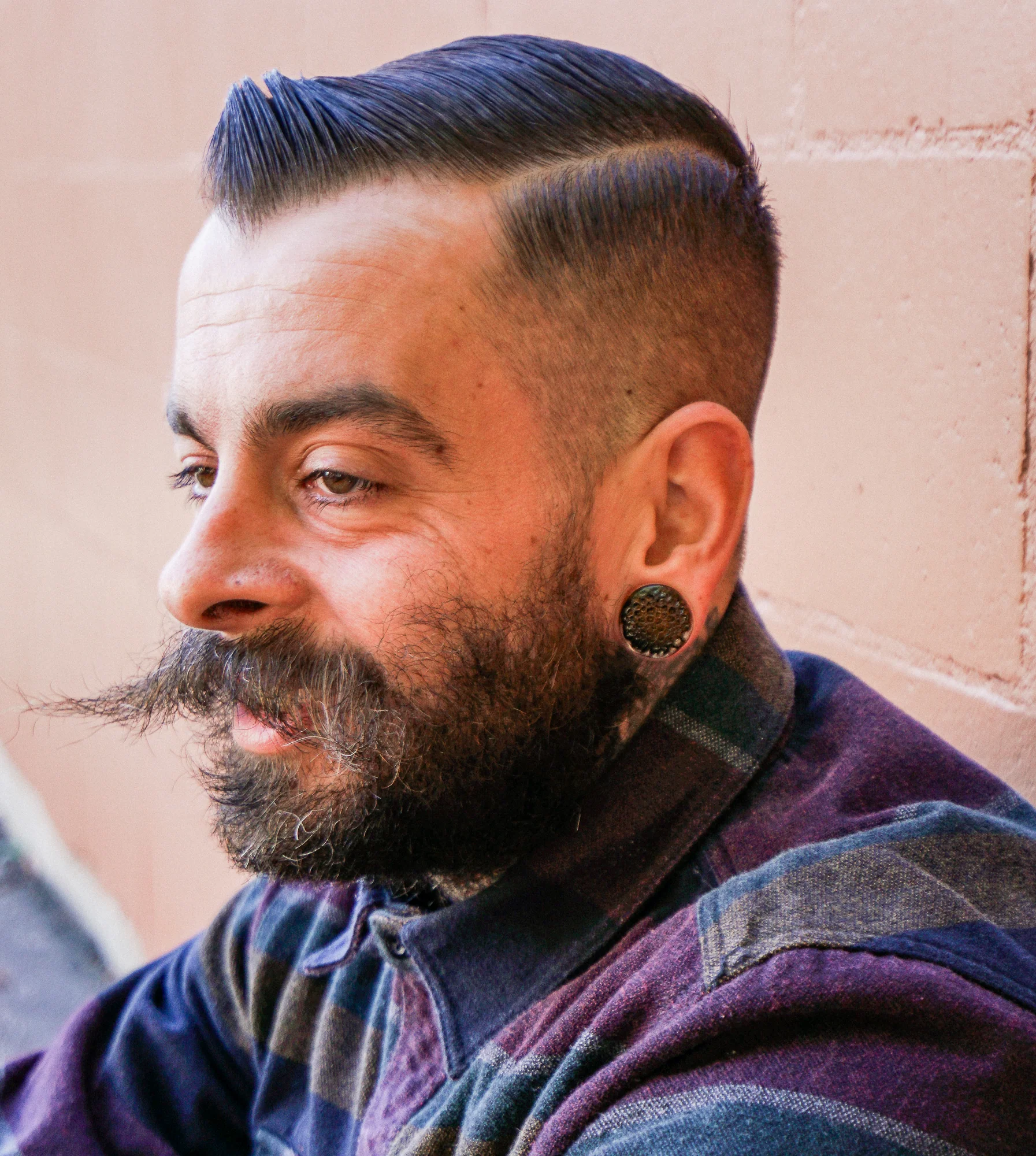 Amber Hammered Glass Double Flare Plugs - Mrs Treak