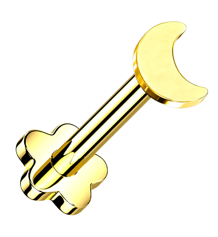 Gold PVD Half Moon Titanium Threadless Labret - Mrs Treak