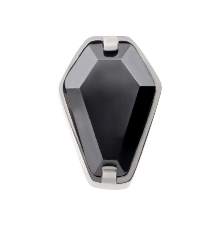 Black CZ Coffin Titanium Internally Threaded Top - Mrs Treak