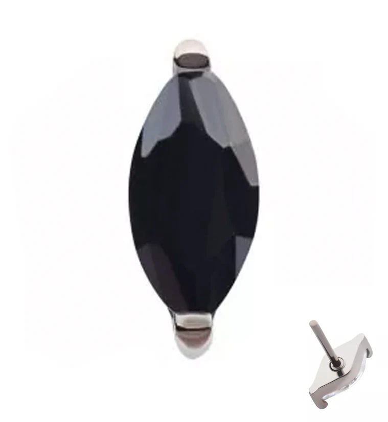 Empress Black CZ Threadless Titanium Top - Mrs Treak