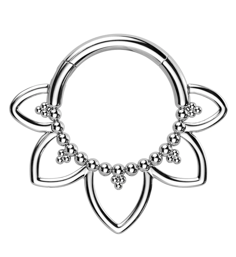 Beaded Flower Trace Hinged Segment Ring - Mrs Treak