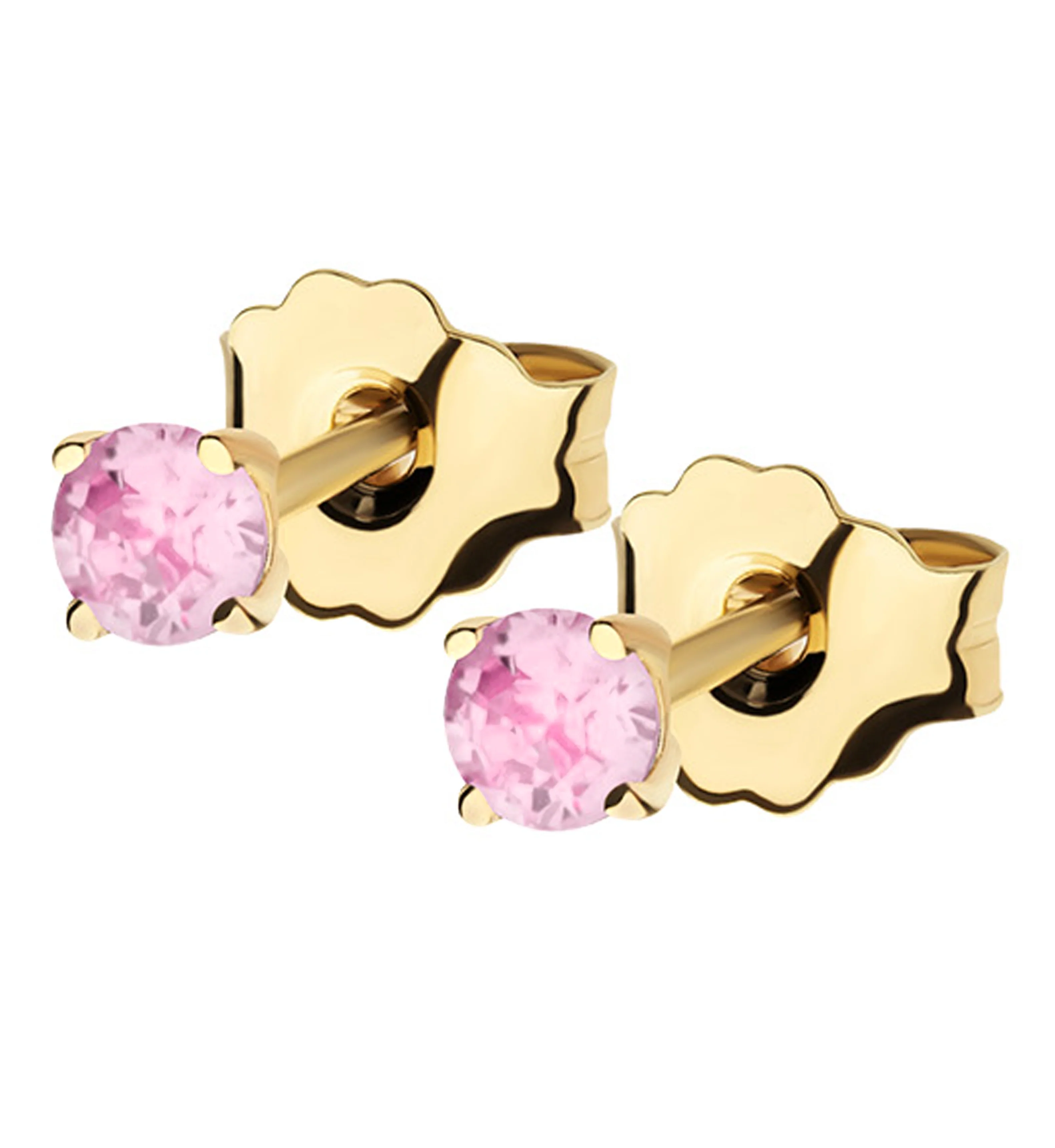 14kt Gold October Birthstone Pink CZ Stud Earrings - Mrs Treak