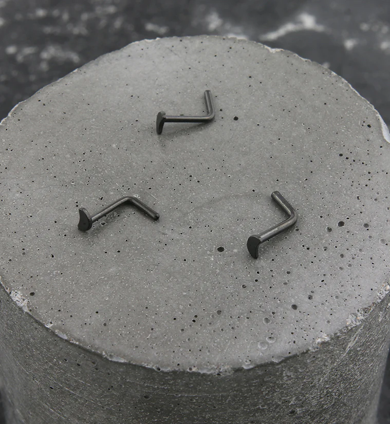 Black PVD Half Moon Top L Bend Titanium Nose Ring - Mrs Treak