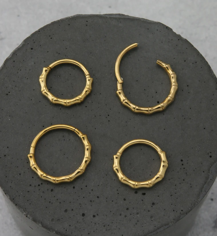 Gold PVD Bracket Stainless Steel Hinged Segment Ring - Mrs Treak