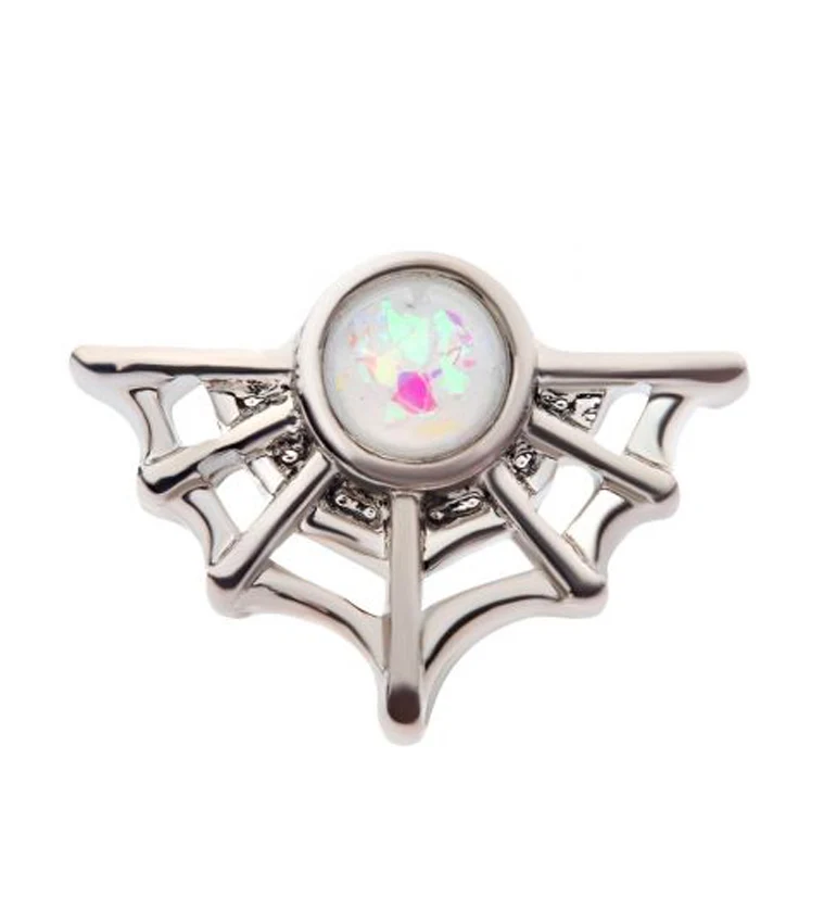 Spider Web White Opalite Cartilage Barbell - Mrs Treak