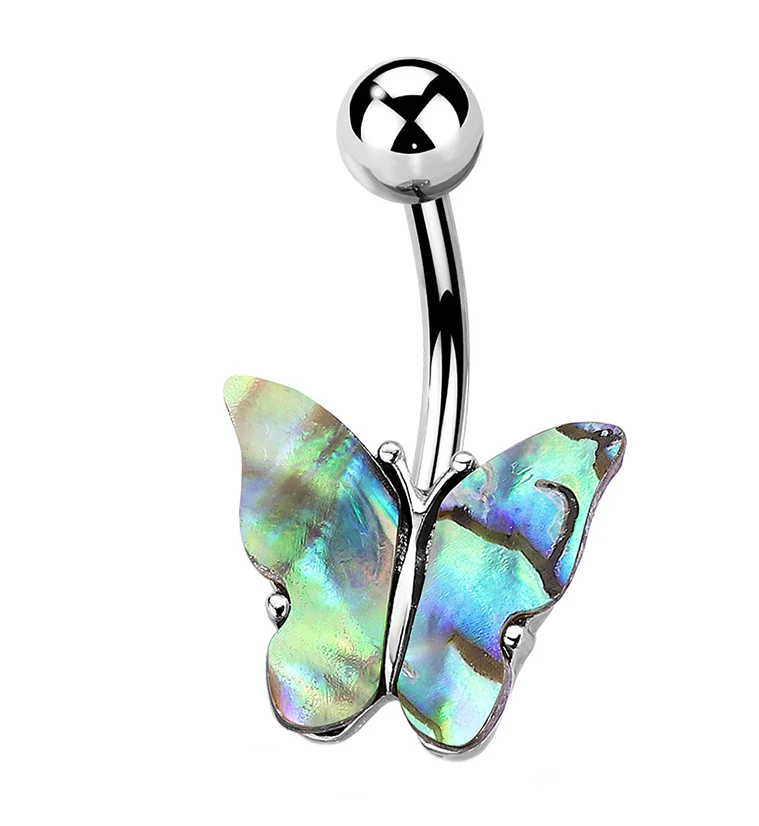 Butterfly Abalone Shell Belly Button Ring - Mrs Treak