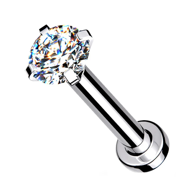 Clear Prong CZ Labret Post - Mrs Treak
