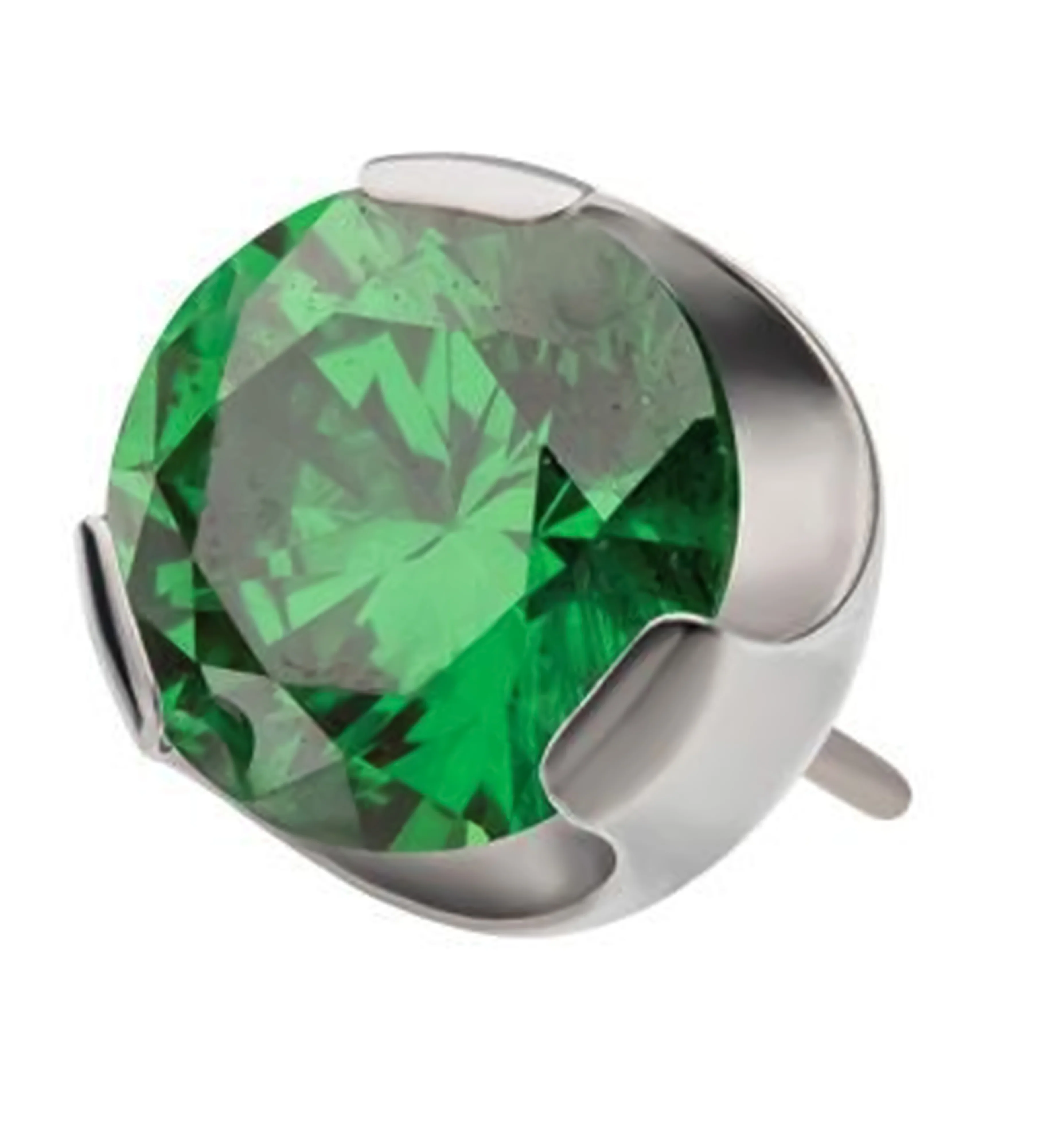 Emerald Green Dome CZ Titanium Threadless Top - Mrs Treak