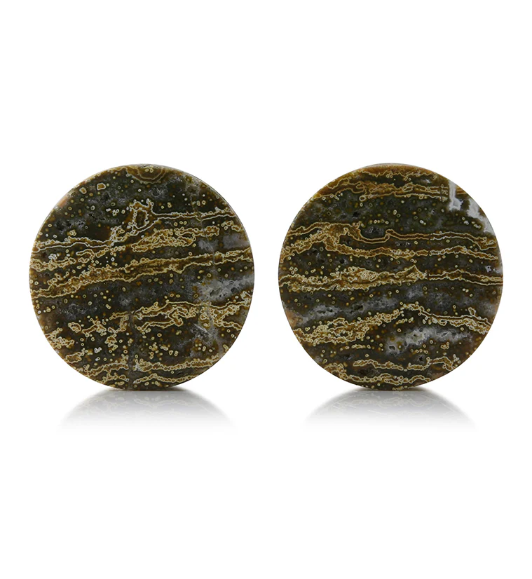 Ocean Jasper Stone Plugs 1 Inch (25mm) Version 1 - Mrs Treak