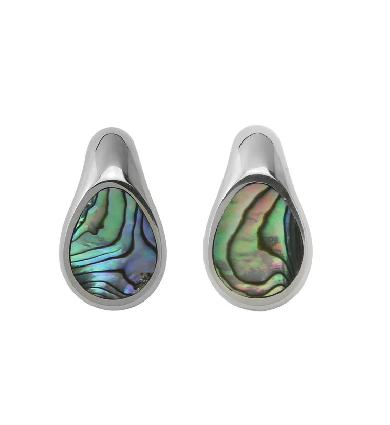 Abalone Keyhole White Brass Ear Weights - Mrs Treak