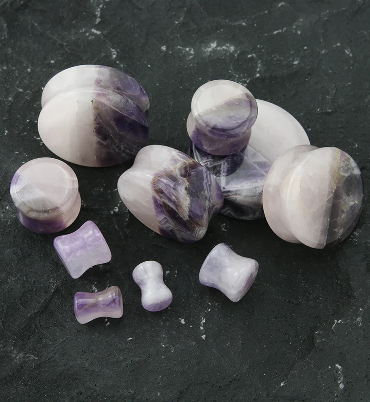 50/50 Amethyst X Rose Quartz Stone Plugs - Mrs Treak