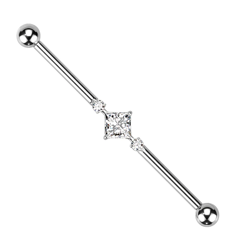 Paragon Clear CZ Titanium Industrial Barbell - Mrs Treak