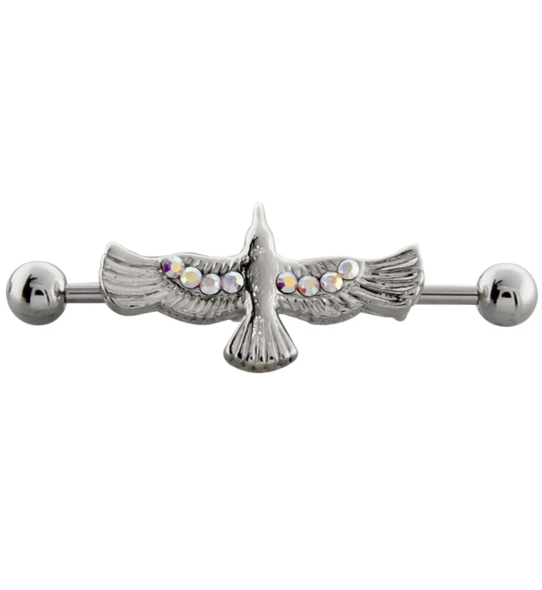 Flying Raven Rainbow Aurora CZ Industrial Barbell - Mrs Treak