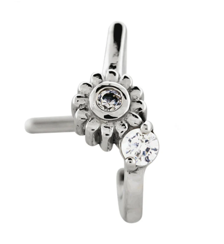 18G Flower CZ Nose Curve - Mrs Treak