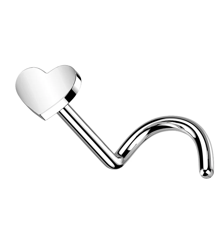 Heart Titanium Threadless Nose Screw Ring - Mrs Treak