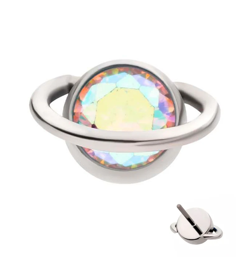 Orbit Rainbow Aurora CZ Titanium Threadless Top - Mrs Treak