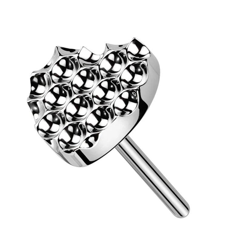 Beaded Heart Titanium Threadless Top - Mrs Treak