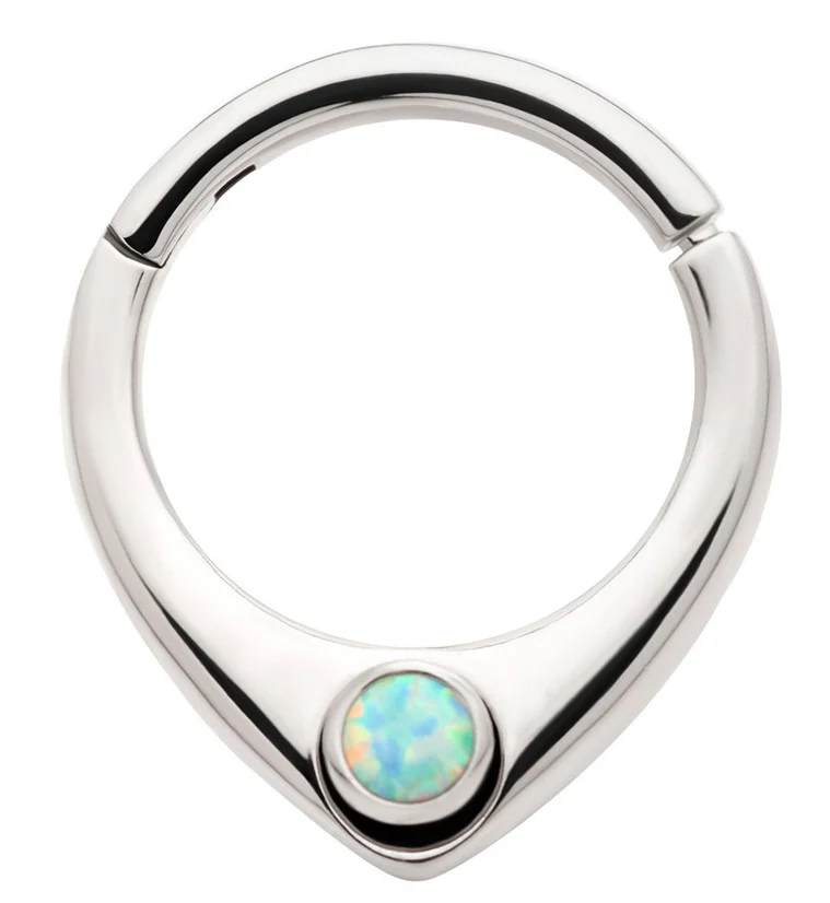 Point White Opalite Stainless Steel Hinged Segment Ring - Mrs Treak