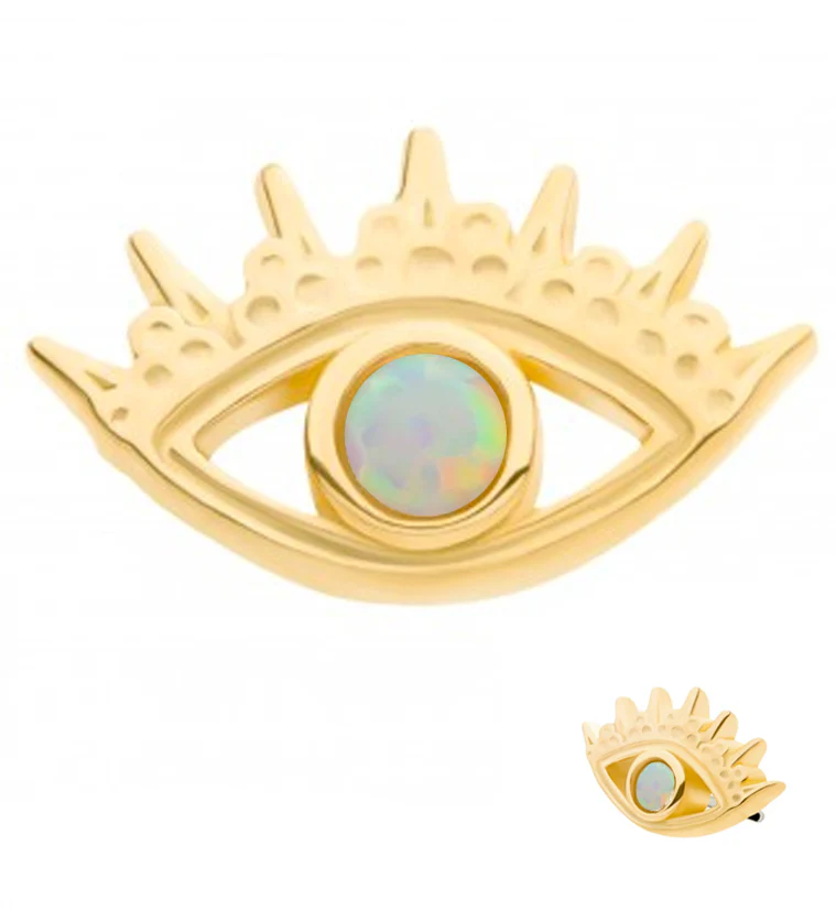 14kt Gold Evil Eye White Opalite Threadless Top - Mrs Treak