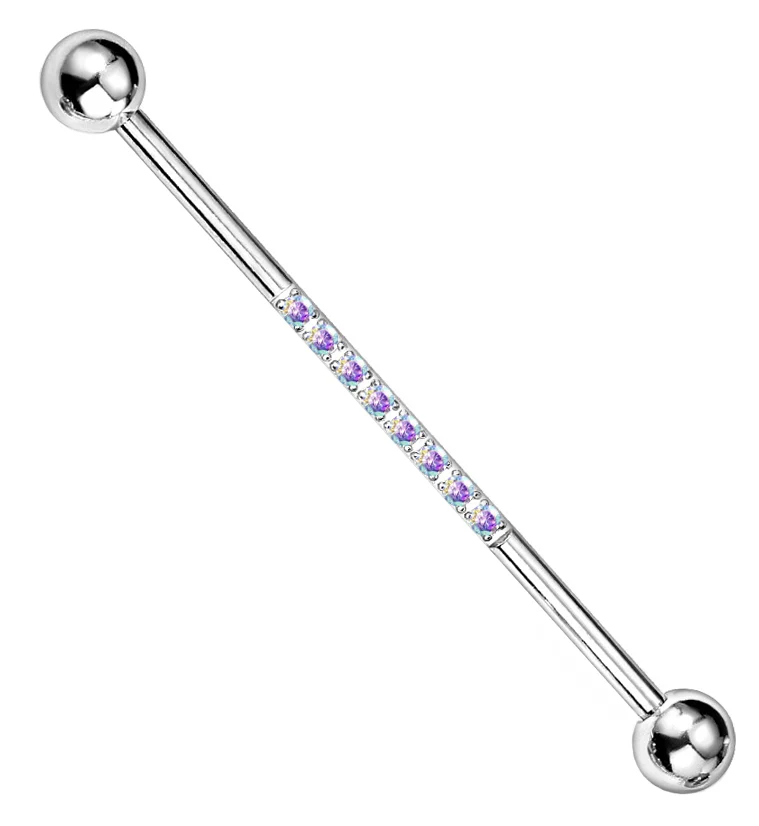 Center Line Rainbow Aurora CZ Industrial Barbell - Mrs Treak