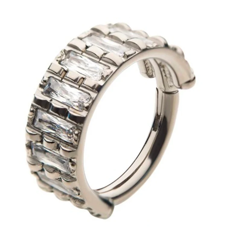 Titanium Hinged Side Strand CZ Segment Ring - Mrs Treak
