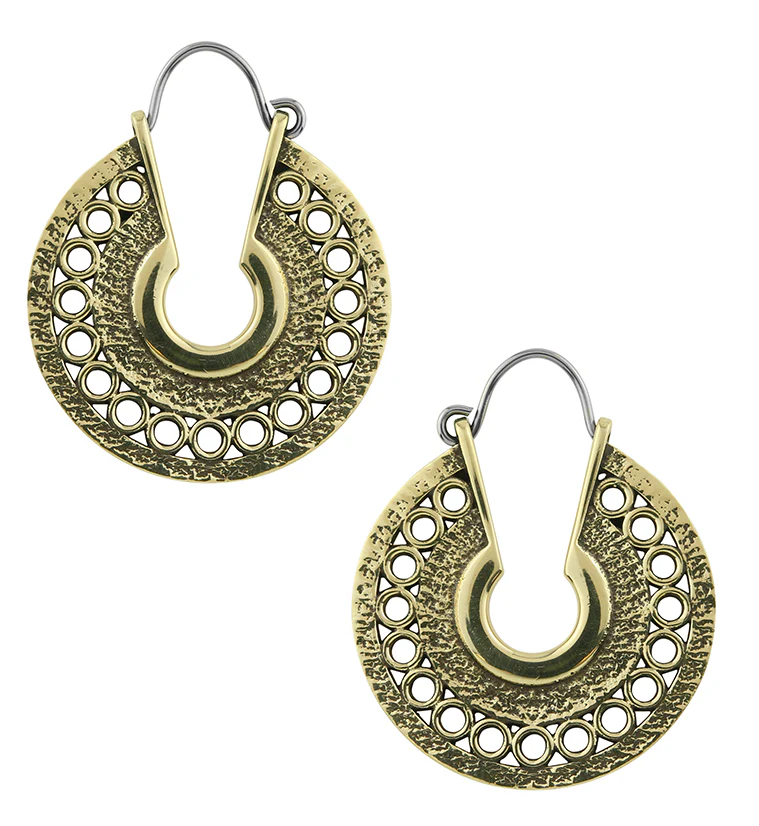 Alley Brass Disk Hangers / Earrings - Mrs Treak