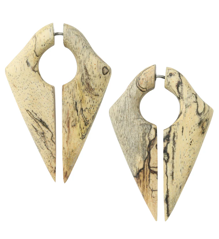 Ravine Tamarind Wood Fake Gauge Keyhole Earrings - Mrs Treak