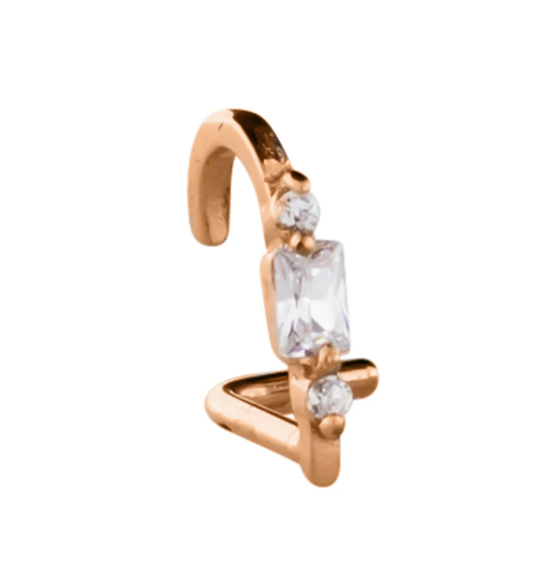 Rose Gold PVD Bauble CZ Stainless Steel Nose Curve - Mrs Treak