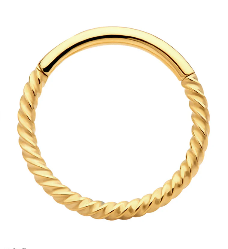 Gold PVD Entwine Stainless Steel Hinged Segment Ring - Mrs Treak