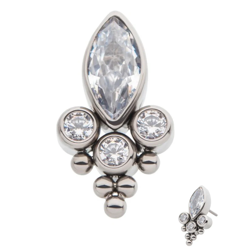 Blooming Marquise CZ Titanium Threadless Top - Mrs Treak