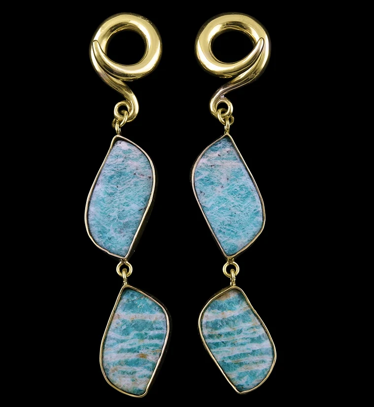 Double Amazonite Stone Ear Weights - Mrs Treak