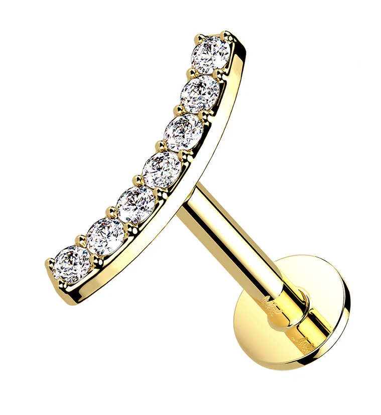 14kt Gold CZ Arch Threadless Labret - Mrs Treak