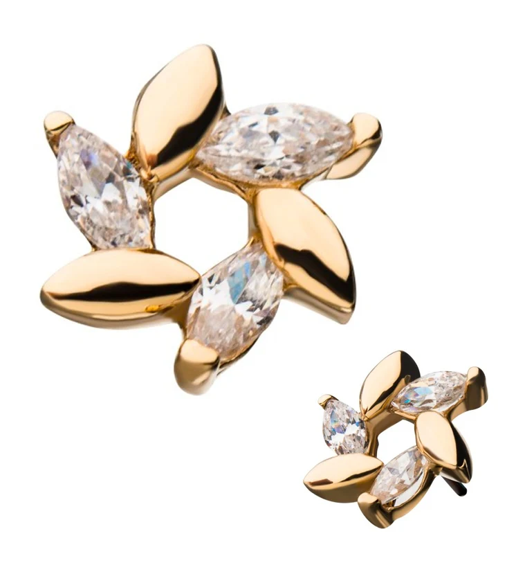 14kt Gold Spelt CZ Threadless Top - Mrs Treak