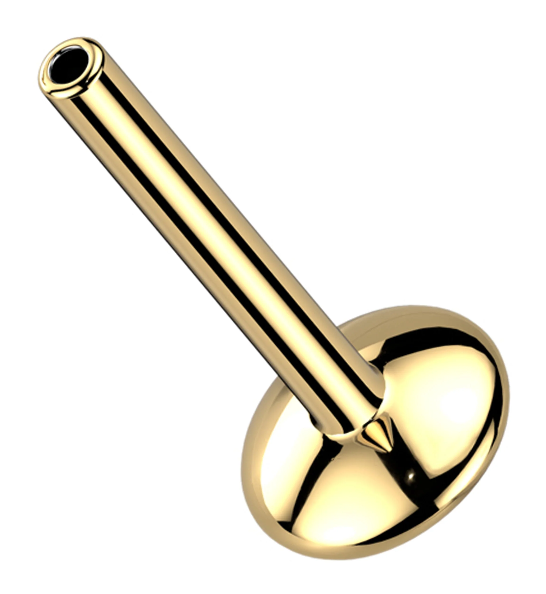 Gold PVD Convex Base Titanium Threadless Labret Post - Mrs Treak