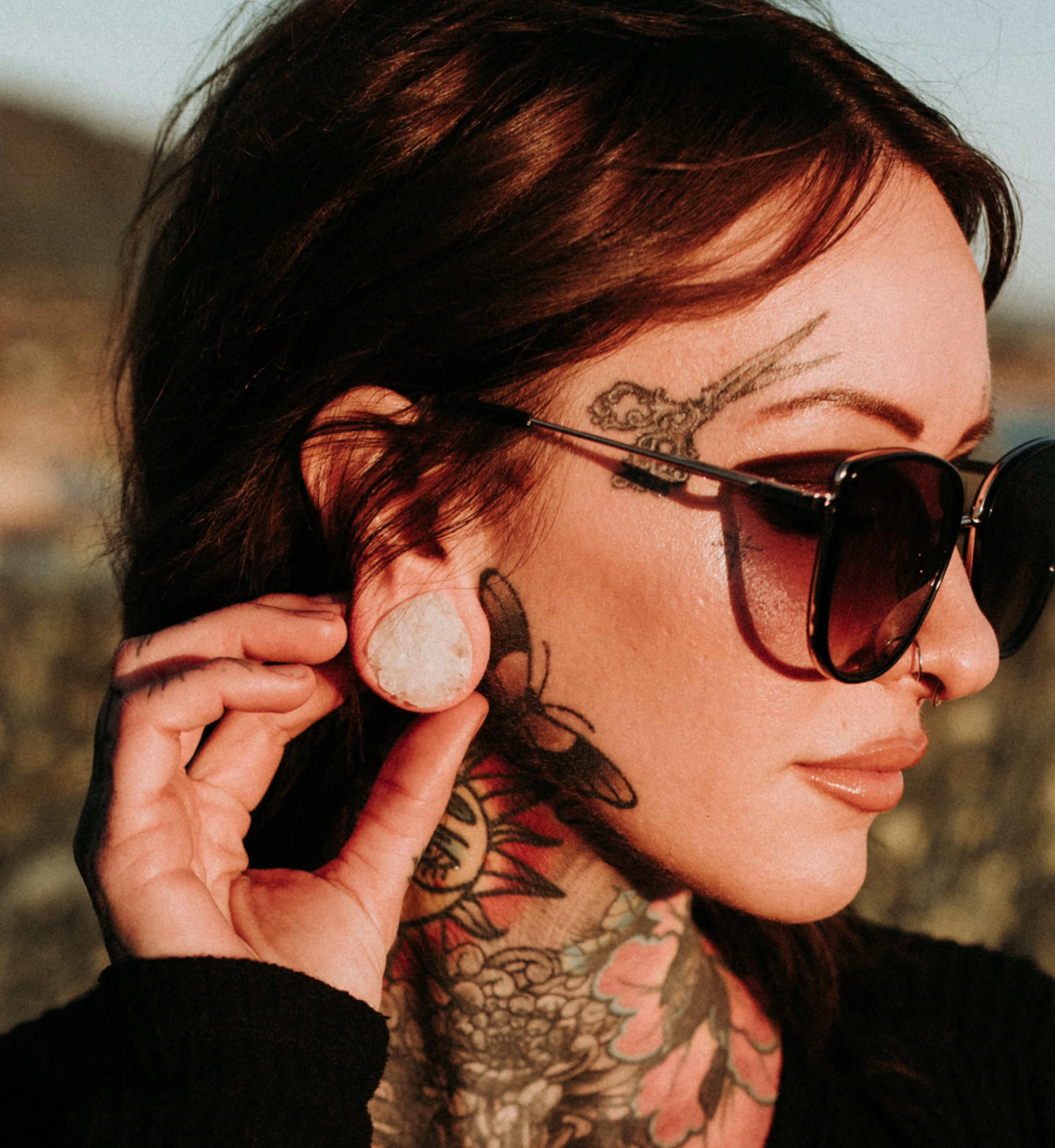 Raw White Quartz Druzy Stone Teardrop Plugs - Mrs Treak