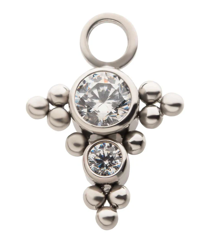 Vim Beaded Clear CZ Titanium Charm - Mrs Treak
