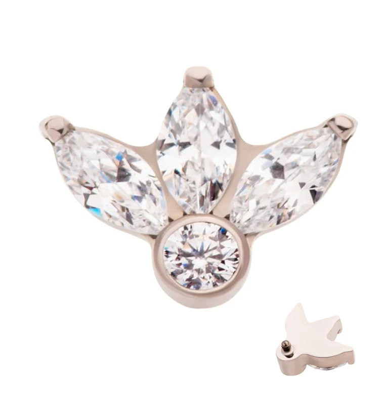 Sepal CZ Internally Threaded Titanium Top - Mrs Treak