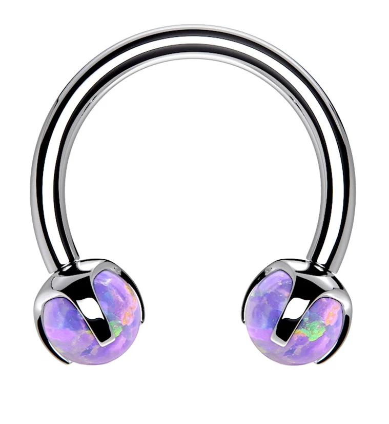 Purple Opalite Claw Stainless Steel Circular Barbell - Mrs Treak