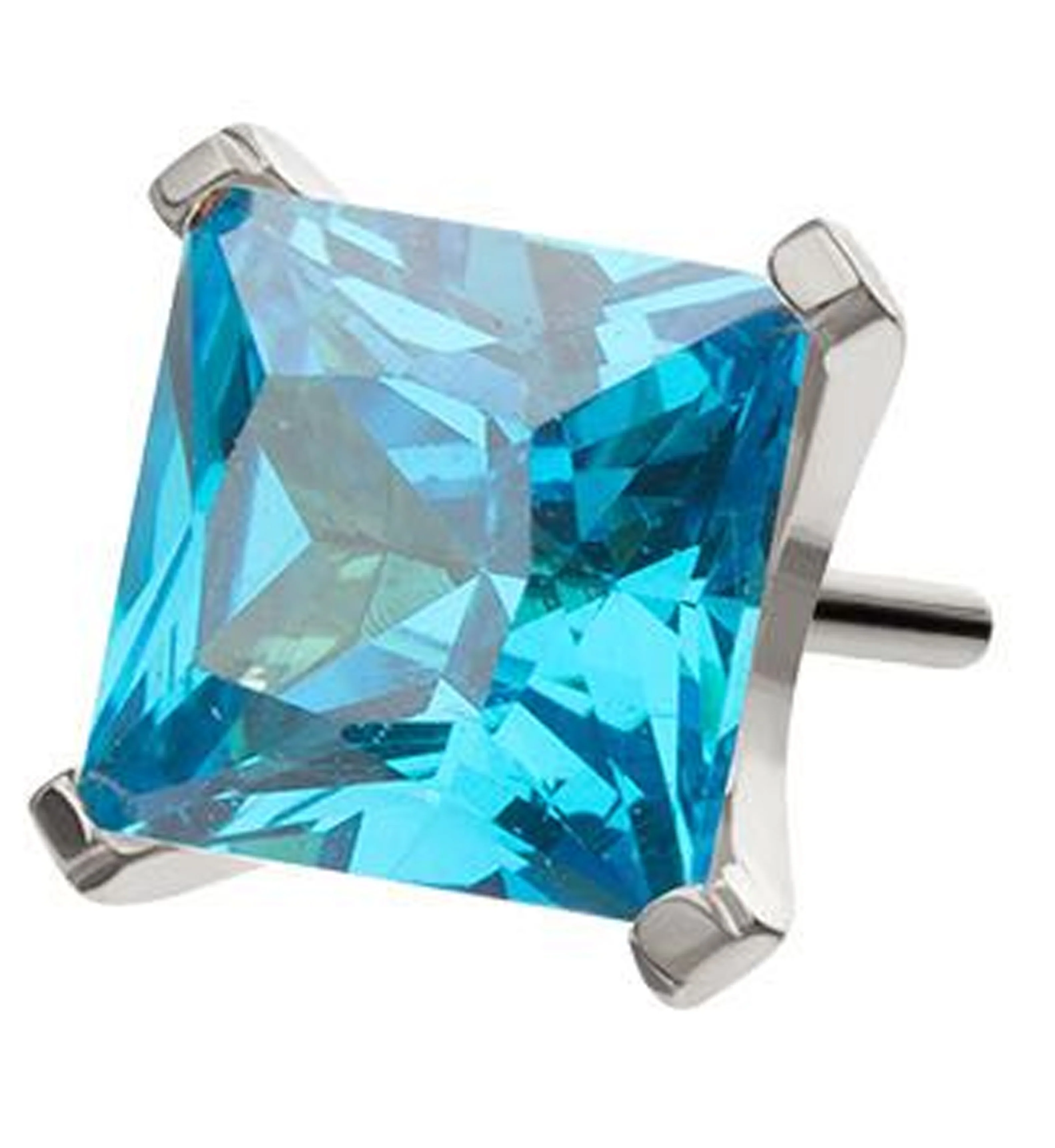 Princess Blue Topaz CZ Threadless Titanium Top - Mrs Treak