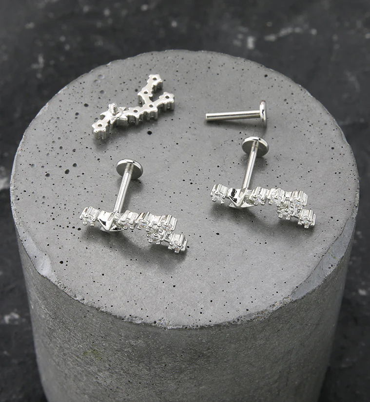 Leo Constellation Clear CZ Stainless Steel Internally Threaded Labret - Mrs Treak