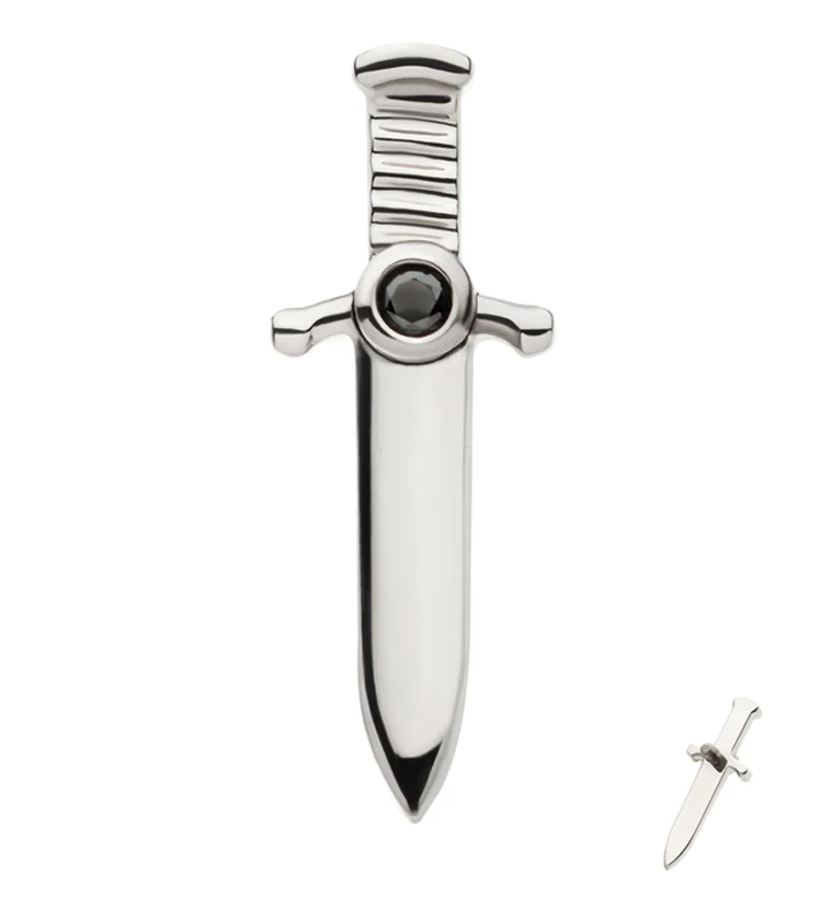 Blade Black CZ Internally Threaded Titanium Top - Mrs Treak