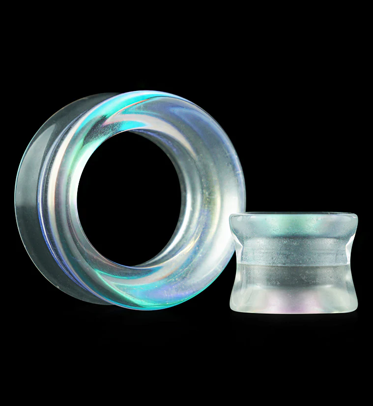 Iridescent Glass Double Flare Tunnels - Mrs Treak