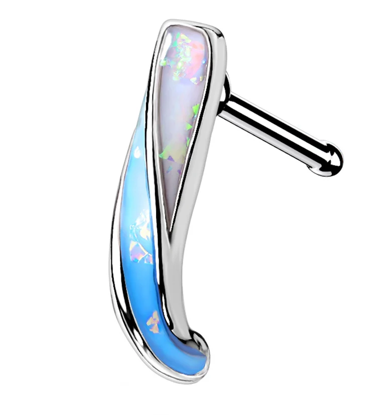 20G Blue Glitter Nose Curve Ring - Mrs Treak