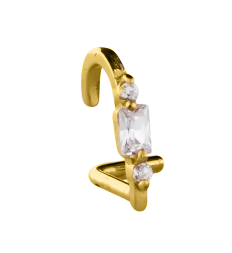 Gold PVD Bauble CZ Stainless Steel Nose Curve - Mrs Treak