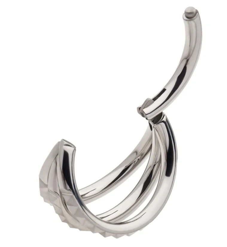 Triple Polyhedra Row Titanium Hinged Segment Ring - Mrs Treak