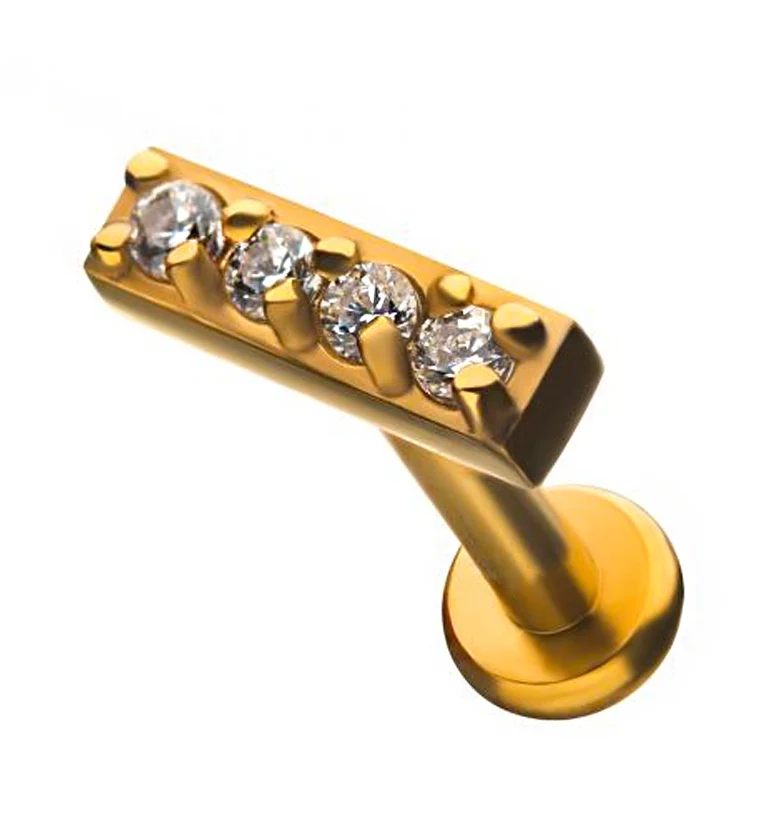 18G Gold PVD CZ Bar Labret - Mrs Treak