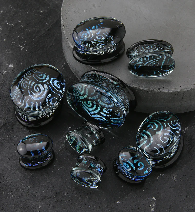 Oval Radial Dichroic Glass Double Flare Plugs - Mrs Treak