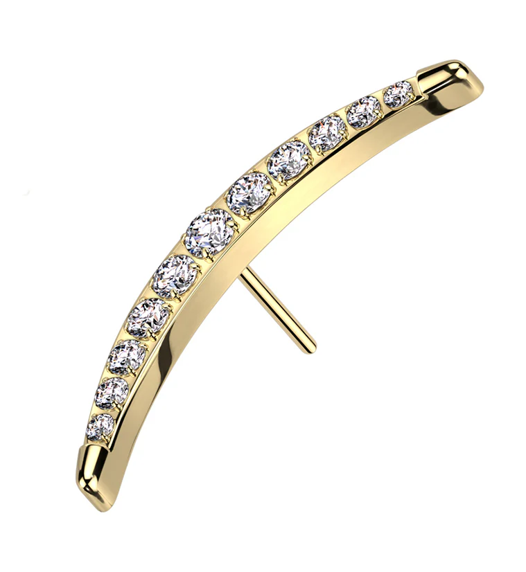 Gold PVD Camber Clear CZ Titanium Threadless Top - Mrs Treak