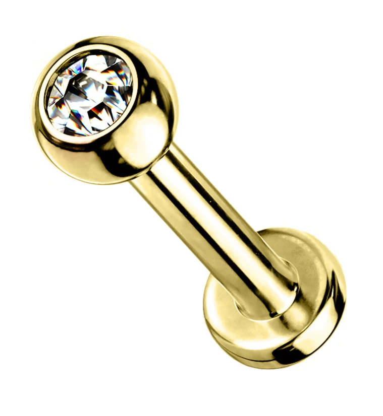 16G Gold PVD CZ Titanium Labret - Mrs Treak