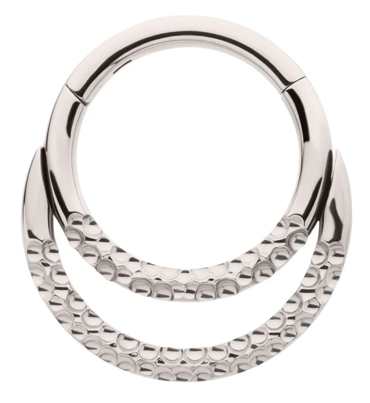 Hammered Double Hoop Titanium Hinged Segment Ring - Mrs Treak